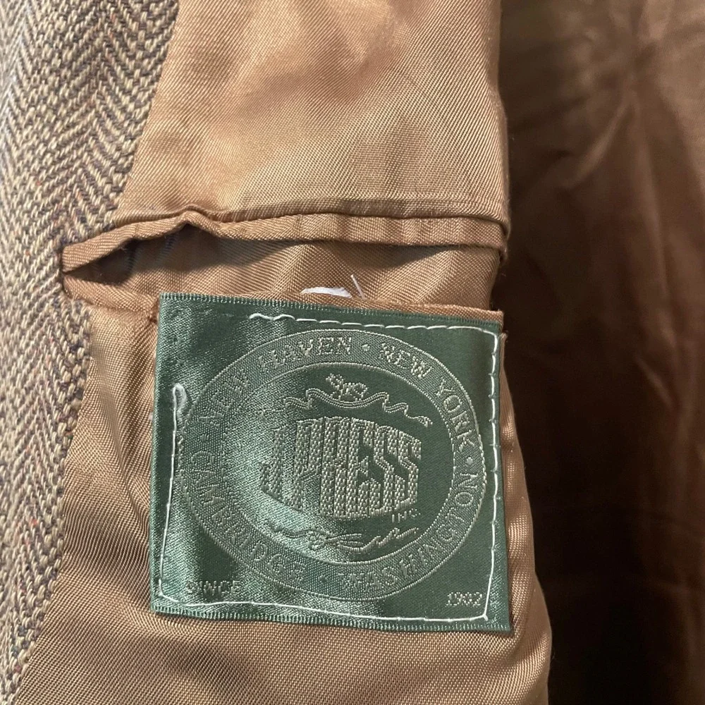 J. Press Mens Brown Herringbone 100% Pure Silk Blazer Sport Coat Made in USA